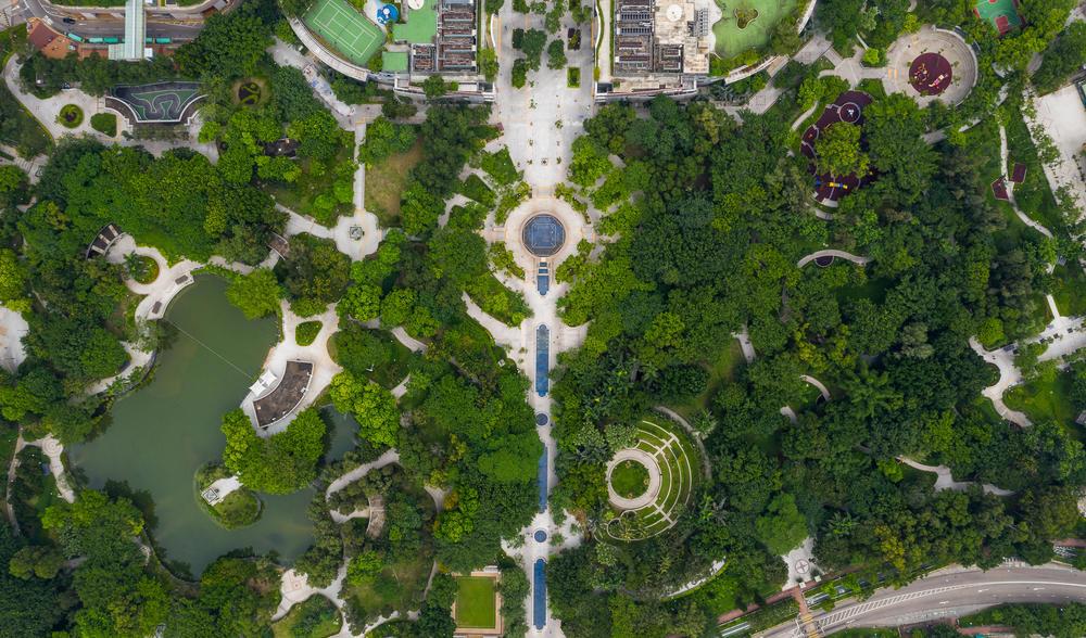 Top view of Hong Kong city park